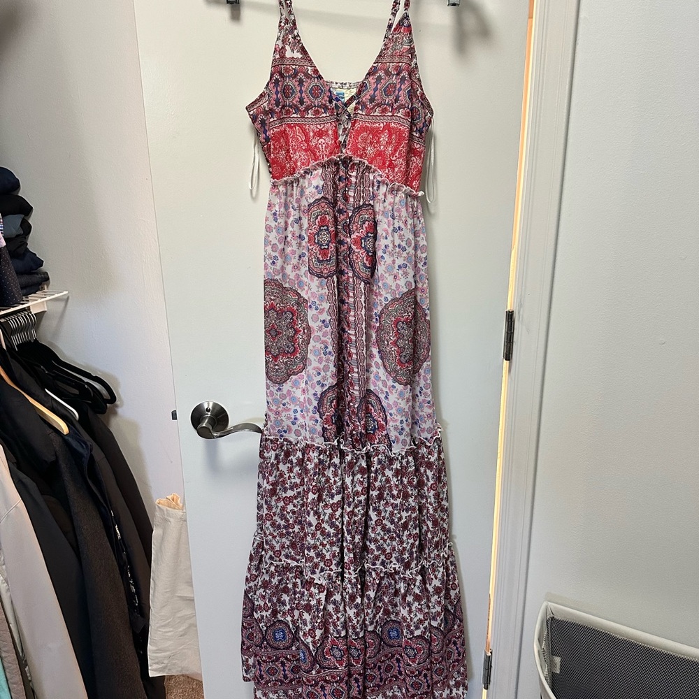 Bohemian pink and Purple Maxi Dress